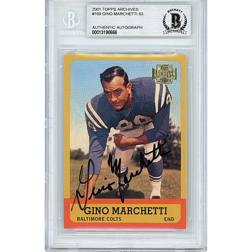 Gino Marchetti Colts Signed '01 Topps Archives Football Card Beckett Autographed